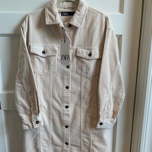 Zara Cream Corduroy Dress size M